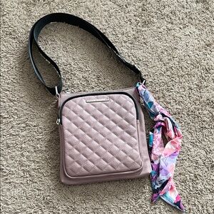 Steve Madden Quilted Mauve Crossbody Bag with Scarf